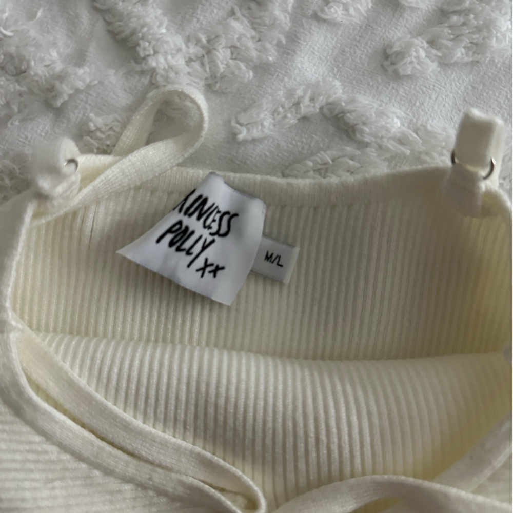 Princess Polly  Ivory Ribbed Knit Top